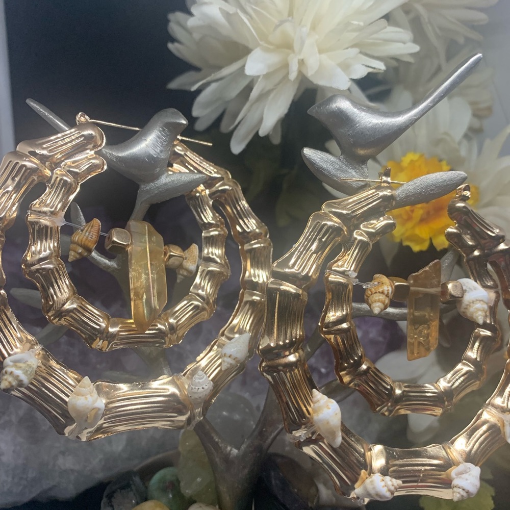 Customized crystal bamboo earrings